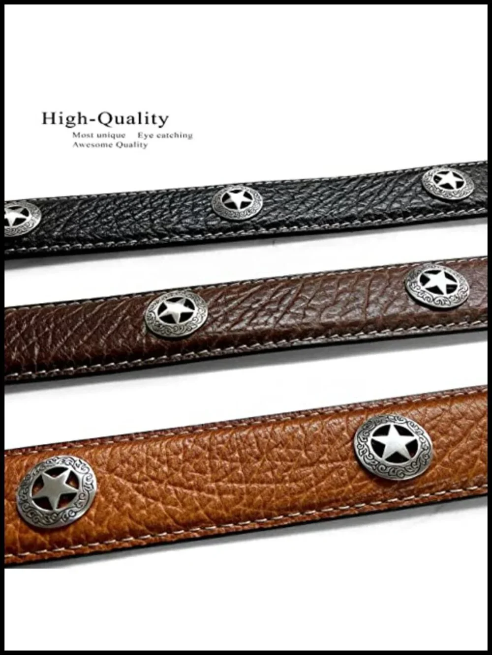 Genuine Leather Western Ranger Belt Tapered 35mm to 19mm